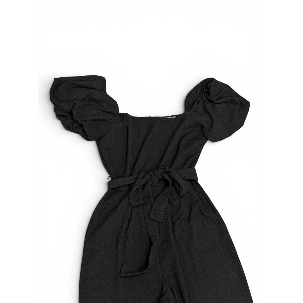 Trixxi Los Angeles Black Off Shoulder Puff Sleeve Wide Leg Jumpsuit Large L - Picture 5 of 6